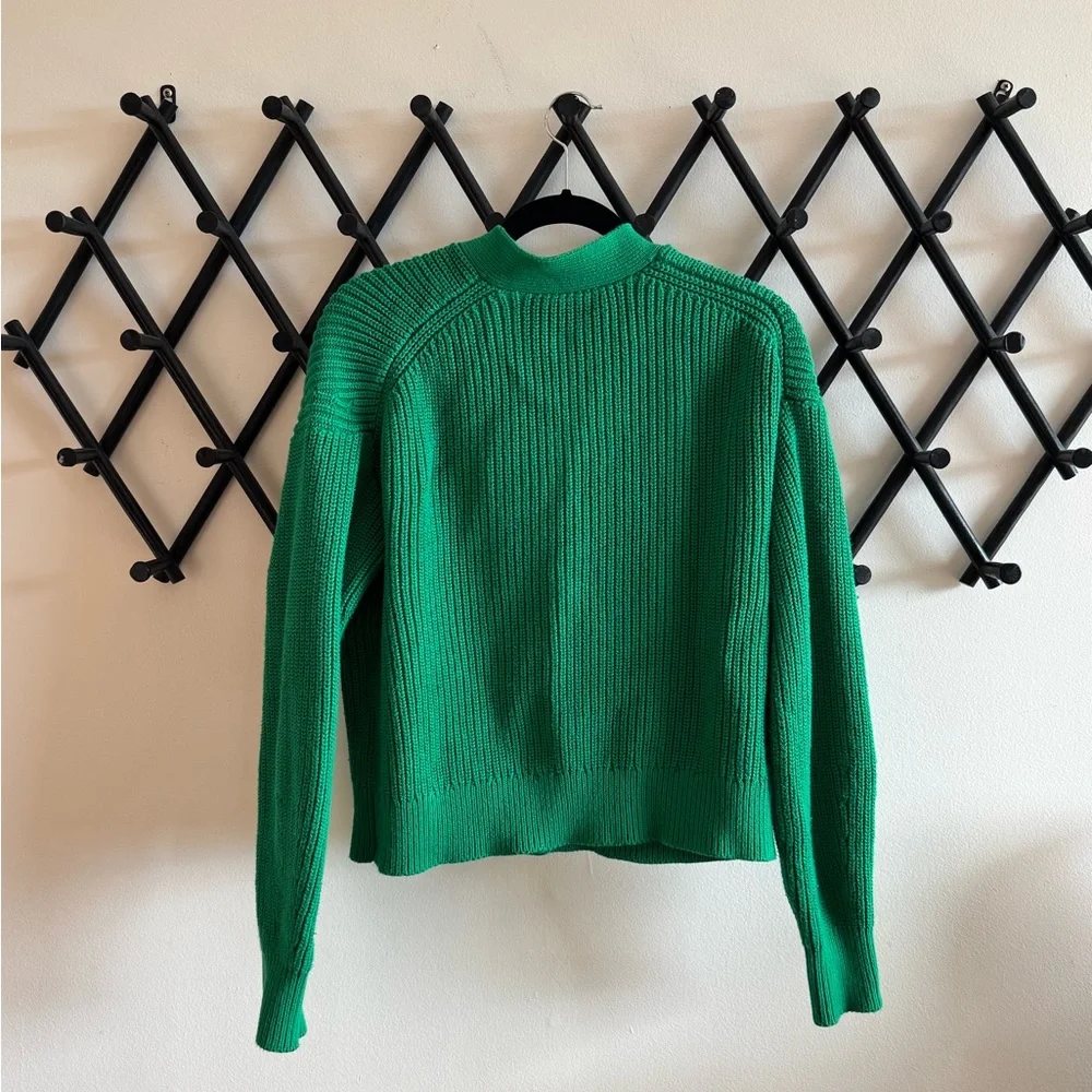 Everlane Cotton Boxy Cardigan - Kelly Green OVERSIZED XS fits loose on a M - Picture 2 of 4